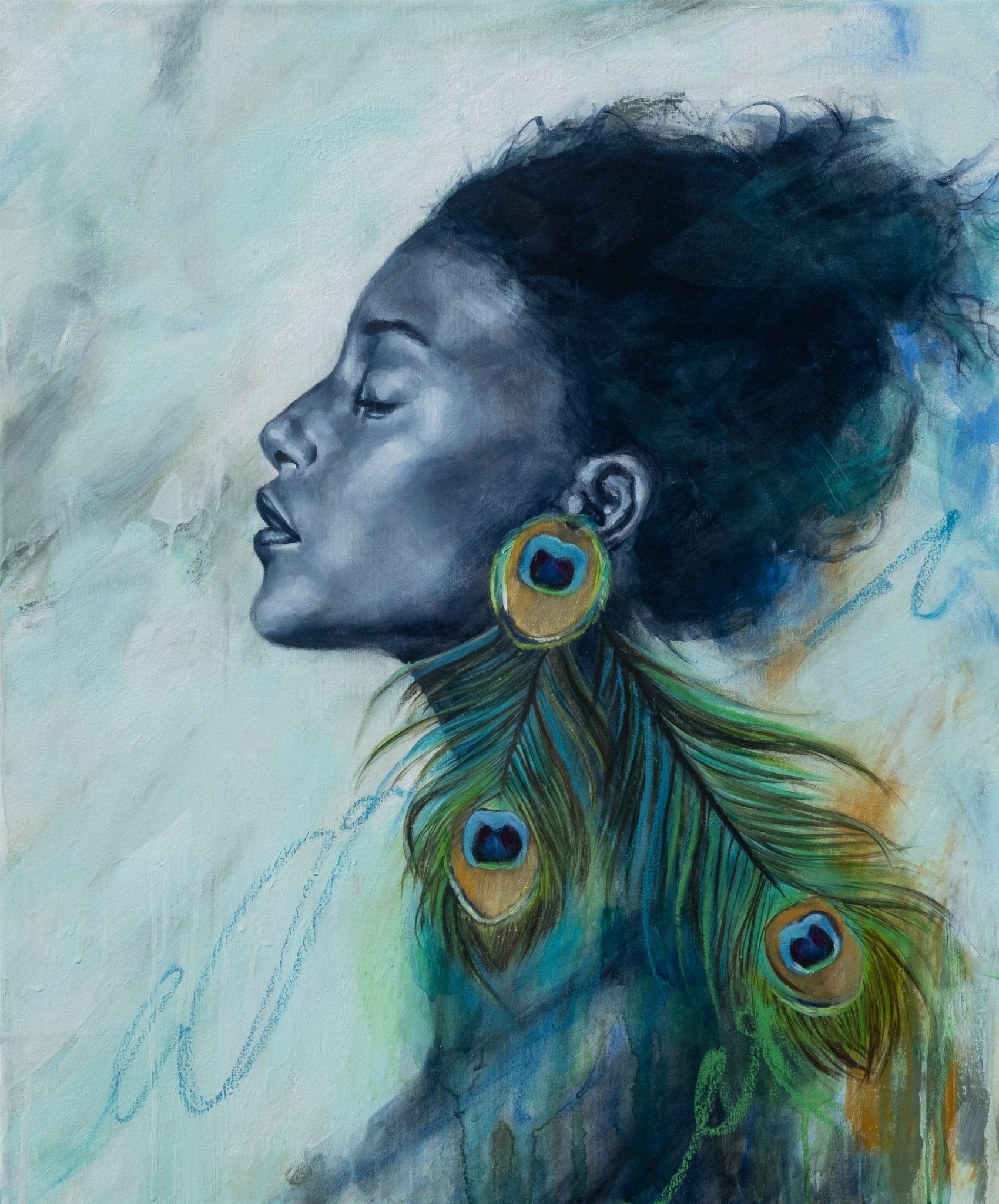 Peacock Earrings (Fine Art Print) - Shazzy Campbell Art