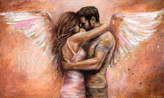 Who is the Angel gold leaf guardian angel canvas print by Shazzy Campbell